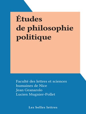 cover image of Études de philosophie politique